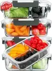 5-Pack Glass Meal Prep Containers 36oz 3 Compartment BPA-Free Oven Safe