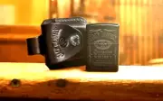 Jack Daniels Whiskey Black Zippo W/Engraved Leather Pouch Zippo Gift Set
