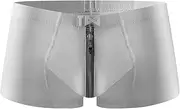 [Linjinx] Mens Front Zipper Boxer Briefs Underwear Trunks Underpants with Pouch