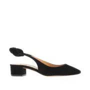 [AQUAZZURA] AQUAZZURA Suede leather 'Very Bow Tie' slingback pumps Woman 36 36 Black