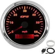 Brilluxa GPS Speedometer, LCD Odometer Gauge 85mm 0-60MPH for RVs Boats 9-32V DC, Marine Speed Sensor, Vehicle Digital Speed Monitor (Black)