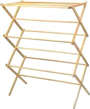 Collapsible Bamboo Clothes Drying Rack - Heavy Duty & Pre-Assembled