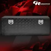 47" W Black Aluminum Truck Trailer Trunk Bed Tool Storage Box w/ Top Handle&Key