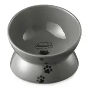 Raised Cat Food Bowl, Ceramic Elevated Cat Bowl, Title Angle Protect Cat's Spine, Anti Vomiting Cat Dish, Backflow Prevention