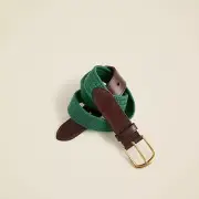 J. Crew Braided Cotton Belt with Leather Detail Green and Brown