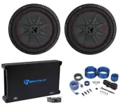 2 Kicker 48CWRT122 COMPRT12 2000W 12" Slim Car Subwoofers+Mono Amplifier+Amp Kit