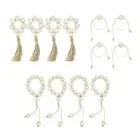 Napkin Rings Handmade Bead Napkin Holder Rings with Rope Tassel Table Decor