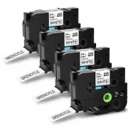 4x TZ Tze TZ 251 1" Black on White Label Tapes Fit for Brother P-touch Printers