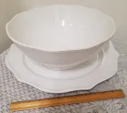 OKA White Sorano Stoneware Serving Bowl with Matching Tray Plate FREE SHIPPING