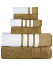 Modern Threads 6pc Quick Dry White/Contrast Towel Set