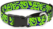 Dog Collar Martingale Question Mark Scattered Lime Green Purple 16 to 23 Inches 1.5 Inch Wide