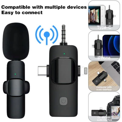 3.5mm Mini Lavalier Wireless Microphone Audio Video Recording For Android/iphone