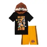 SPACE JAM Hoodie T Shirt Shorts Set Outfit TUNE SQUAD Boys Size 4 5 S Basketball