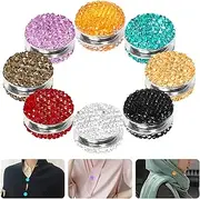 Swpeet 8Pcs 8 Colors Premium Strong Rhinestones Magnets Pins Assortment Kit, Women's Brooches Magnetic Pins Magnetic Hijab Clasps for Scarf, Sparkle Crystal Scarves Pins Small Magnetic