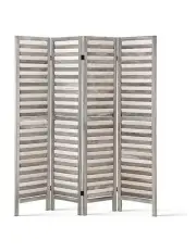 [Artiss] Louver 4 Panel Room Divider Screen 163x170cm in Grey