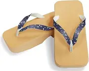 Hajime(一歩) [One Step] [Hajime] Geta Geta Clogs, Soft and Water Resistant, Made of Sponge, 11.2 inches (28.5 cm), BE/Cherry Blossom x Navy Blue, Cherry Blossom x Navy (Sakura x Navy/28.5), Sakura × Navy, 28.5 cm