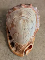 Vintage Victorian Women Hand Carved Italian Art Conch Sea Shell 5"Tall