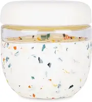 [W&P] Porter Seal Tight Glass Food Storage Container with Lid, Terrazzo Cream 24oz, Leak & Spill Proof Meal Prep Container, Microwave & Dishwasher Safe, Borosilicate Glass