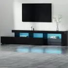 High Gloss Finish TV Cabinet Entertainment Unit Stand With RGB LED Light Black