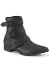 Pleaser Demonia WARLOCK-50-C 1 1/2" Block Heel Pointed Toe Ankle Boot, Side Zip
