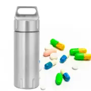 Portable Waterproof Stainless Steel Pills Case Container Bottle Keychain For DP3