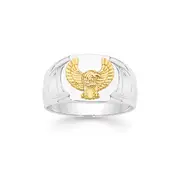 Silver & 9ct Gold Eagle Signet Ring