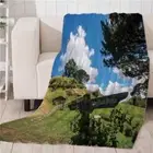 Blue Sky White Clouds Leaves 3D Warm Plush Fleece Blanket Picnic Sofa Couch