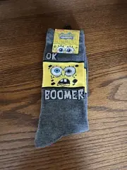NWT Nickelodeon Sponge Bob “OK Boomer” Crew Socks