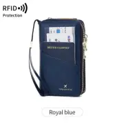 Dark Blue RFID Blocking Passport Wallet - Multi-Function Travel Organizer with