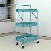 Flower Stand,Metal Plant Stand,Flower Pot Storage Rack,Movable (with Pulleys) Suitable for Living Room(Blue)
