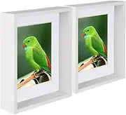 Nicola Spring 5X White 8'' x 10'' 3D Deep Box Photo Frames with White 5'' x 7'' Mount - Standing Hanging Craft Shadow Picture Display - by Nicola Spring