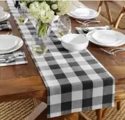 Robert Stanley Signature Collection Black & White Buffalo Plaid Table Runner