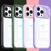 For iPhone 16 15 Pro Max 14 Pro 13 12 Shockproof Slide Camera Clear Case Cover
