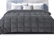 DreamZ Quilt Doona Comforter Mink Blanket Velvet Winter Bedspread Super Warm Soft Cover Heat Fluffy Bedding, Machine Washable, Breathable 500GSM, King Size, Grey
