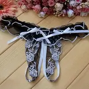 [AYTDNEHGK] Female Underwear Lace Seamless Thongs Open croth Pants Sexy Pearl Massage G-String for Women Crotchless Breathable Summer Panty(Style 03 White)