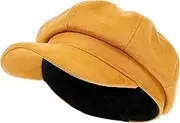 [WOFASHPURET] Octagonal Hat Dress Shirts for Women Beret Women's Blouses Ladies Blouses Yellow Corduroy