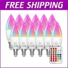 12 Pack of E12 LED Color Changing Bulbs with Remote - 5W Energy Saving Lighting