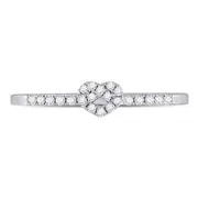 14k White Gold Round Diamond Heart Stackable Band Ring 1/8 Cttw