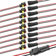 Automotive Electrical Connector 16AWG 10 Kits 2 Pin Plug Socket Quick Disconnect Waterproof 2 Way Wire Connectors with 10cm Wire AWG Male and Female Way Marine 1.5mm Series Terminal Connector
