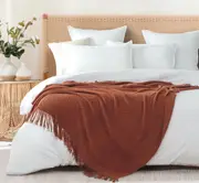 Gioia Casa Luxury Super Soft Textured Knitted Throw Blanket Terracotta