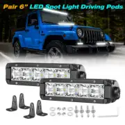 Pair 6" LED Work Light Bar Combo Beam Reverse Fog Lamps Offroad Bumper 4WD Truck