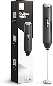 [KEPLIN] Handheld Milk Frother - Stainless Steel Electric Whisk - Portable Battery-Operated Coffee Frother for Lattes, Matcha, Protein Shakes - Ergonomic, Compact, Easy to Clean (Battery Not Included)