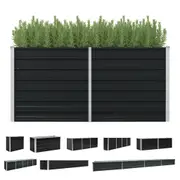 Raised Garden Bed Galvanised Steel Anthracite Patio Planter Multi Sizes vidaXL