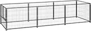 Dog Kennel Black 3 m² Steel Outdoor Pet House Large Dog Shelter Backyard Enclosure