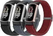 Acortjl Braided Watch Bands Compatible with Fitbit Charge 6/Fitbit Charge 5 for Women Men, Elastic Adjustable Solo Loop Stretchy Nylon Woven Replacement Wristbands for Fitbit Charge 6/Fitbit Charge 5