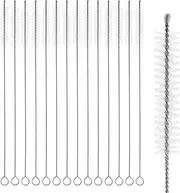 Bristle Straw Cleaner Brush Set with Stainless Steel Handle Cleaning Pipes, Narrow Tubes, Sippy Cup, Water Bottle, Tubes, Drinking Straw and Hard to Reach Corners Cleaning Brush Set 15 Pack