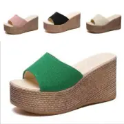 New Womens Platform Wedge Heel Platform Beach Slippers Shoes Sandals 4 Colors