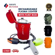 Rechargeable USB Plasma Lighter waterproof with Flint Rod Outdoor torch Camping