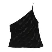 [Rixo] Rixo One-shoulder Wave-pattern Top 12 UK BLACK