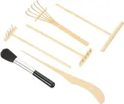 Hohopeti Set of 6 Zen Garden Rakes Bamboo Sand Table Ornaments Creative Craft Tools for Desk